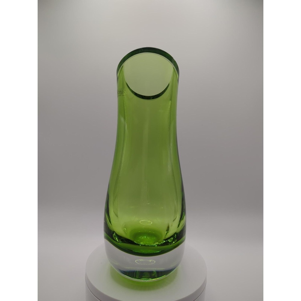 Tarnow Poland Green Art Glass Vase‎ Mid Century Modern Murano Style 8" - Picture 3 of 9